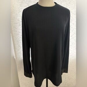 DG2 by Diane Gilman Elegant Black Long Sleeve Rhinestone Cuff Top NWT